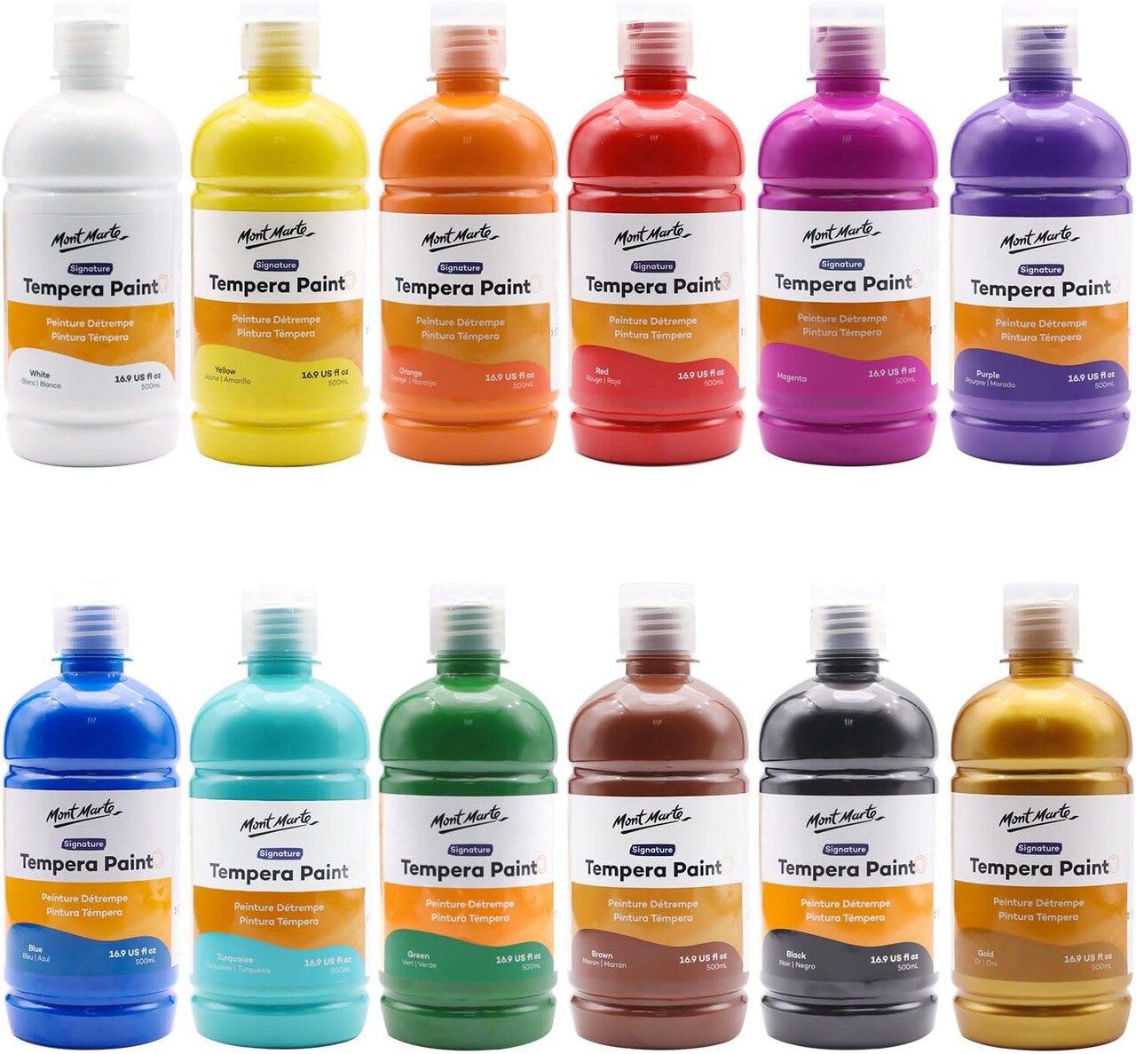 12-Pack Tempera Paint Set, 16.9 fl.oz Bottles – Washable, Non-Toxic Kids Art & Craft Paint